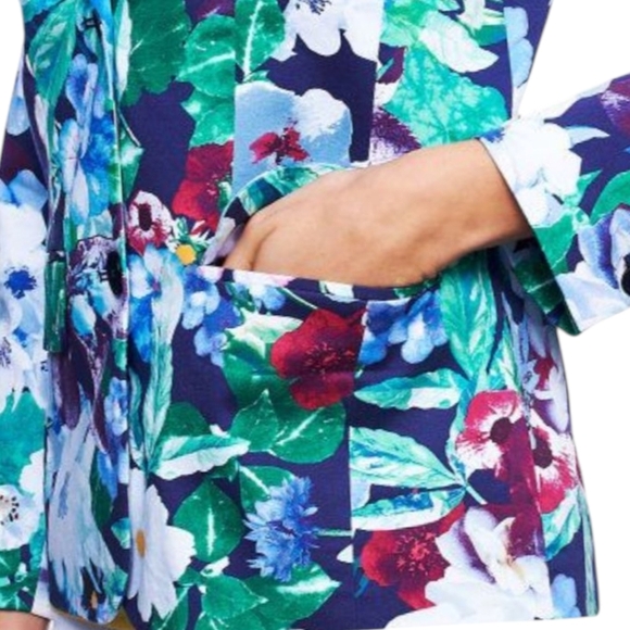 Isaac Mizrahi Purple White Green Floral Blazer Notched Lapels NWT Sz 22W - Picture 6 of 13